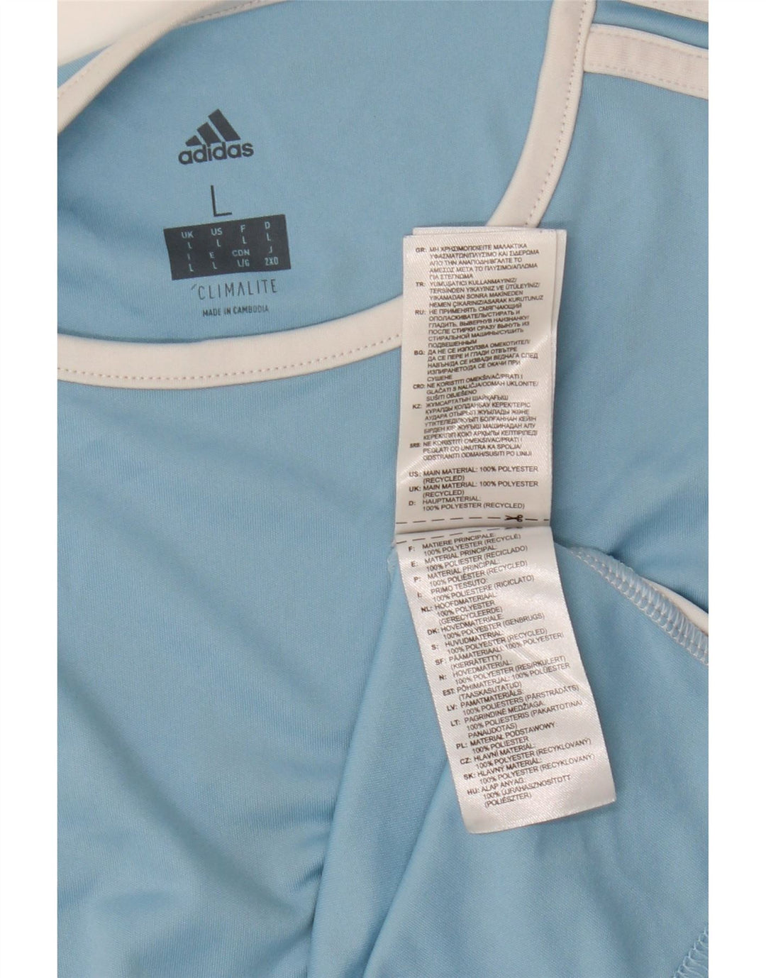 T-shirt Adidas Climalite da uomo, grande, in poliestere color block blu