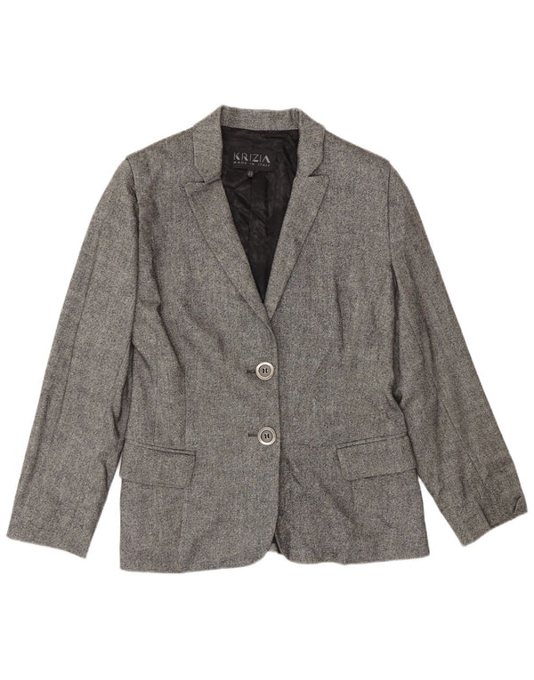 Krizia Womens 2 Button Blazer Jacket IT 44 Medium Grey Wool
