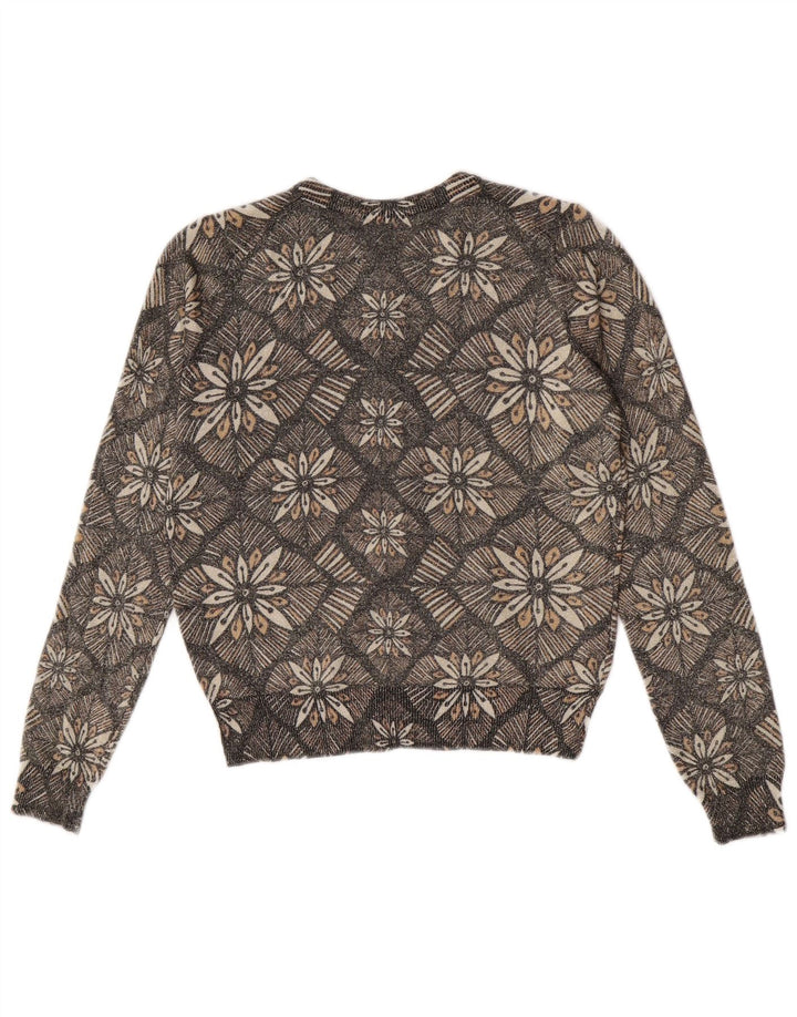 Maglione cardigan da donna Marks & Spencer UK 12 Viscosa floreale grigio medio