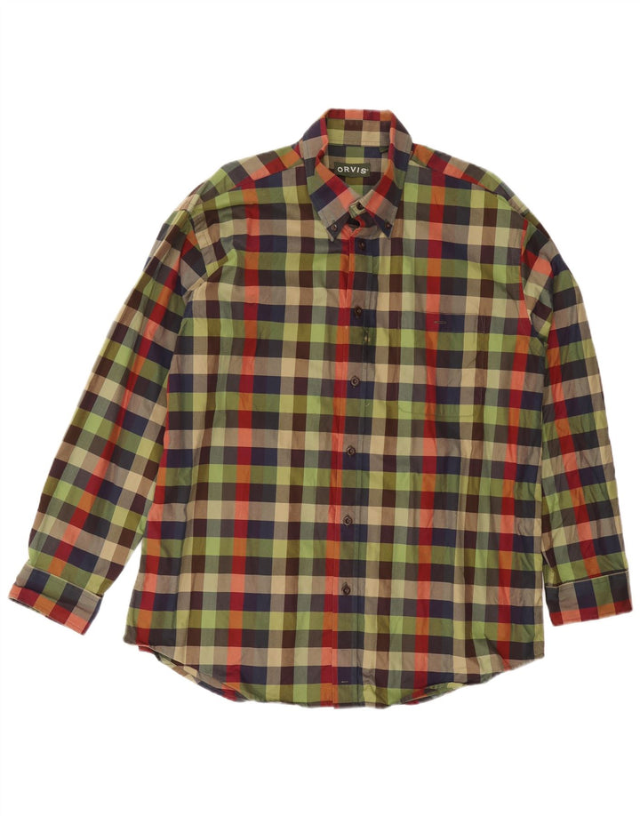 Camicia da uomo Orvis XL in cotone a quadri verdi