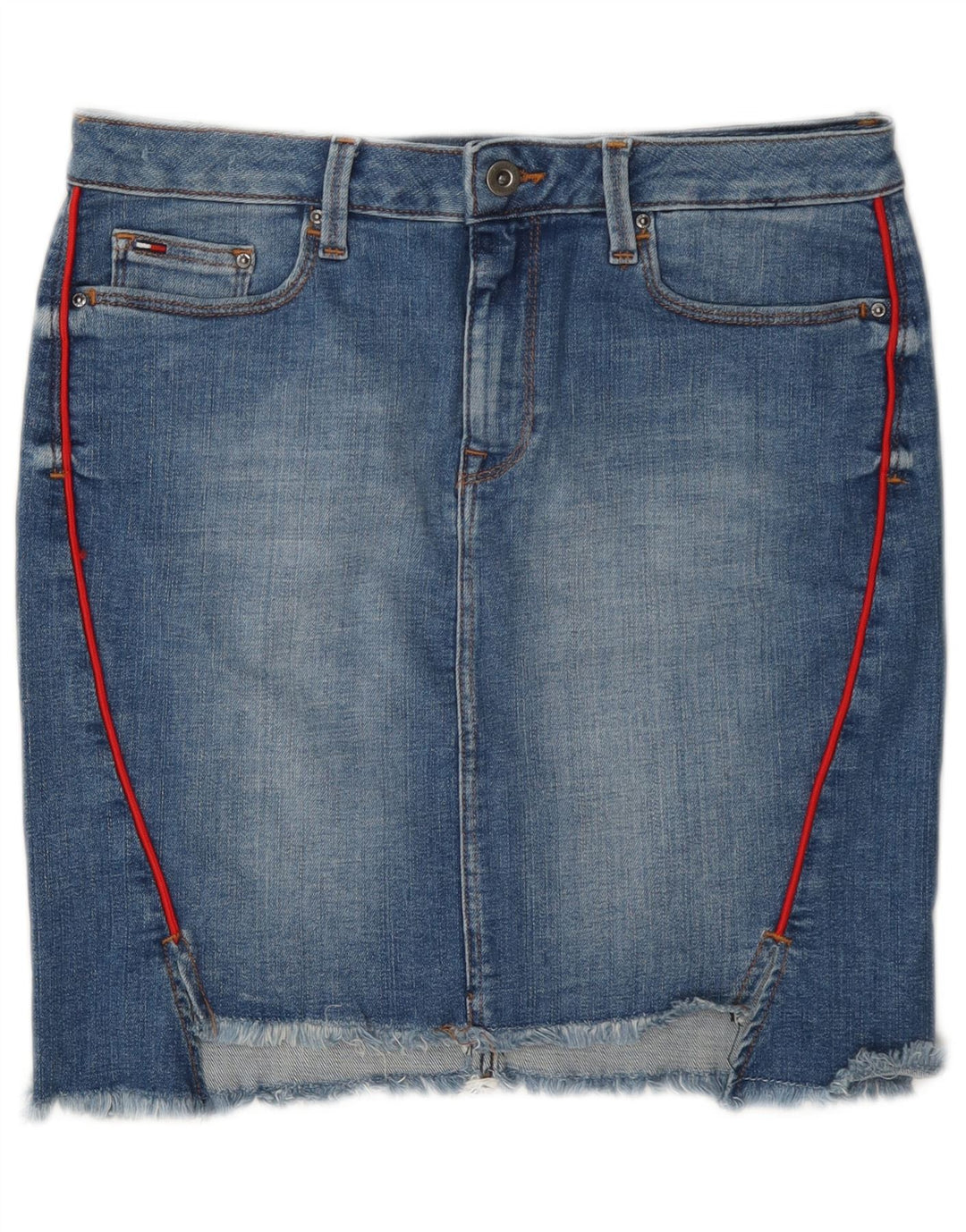 Mini gonna di jeans da donna Tommy Hilfiger media W28 cotone blu