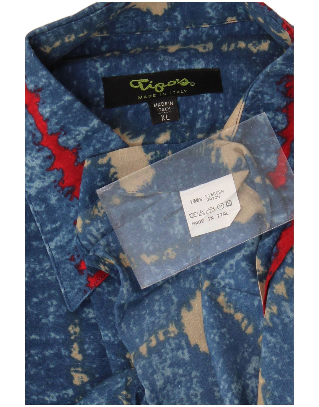 Tipo' S Camicia a maniche corte da uomo XL in viscosa rigata blu