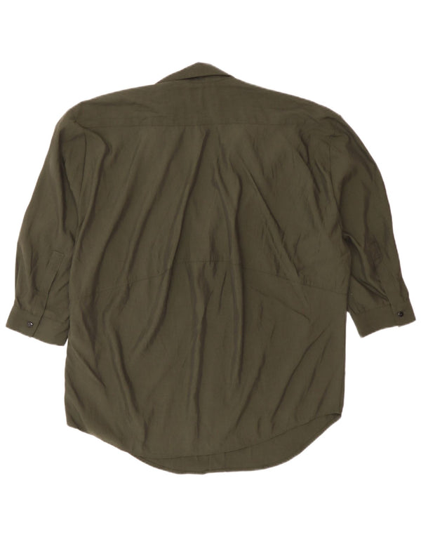 Maglia pullover oversize con maniche a 3/4 da donna Zara UK 6 XS Lyocell kaki