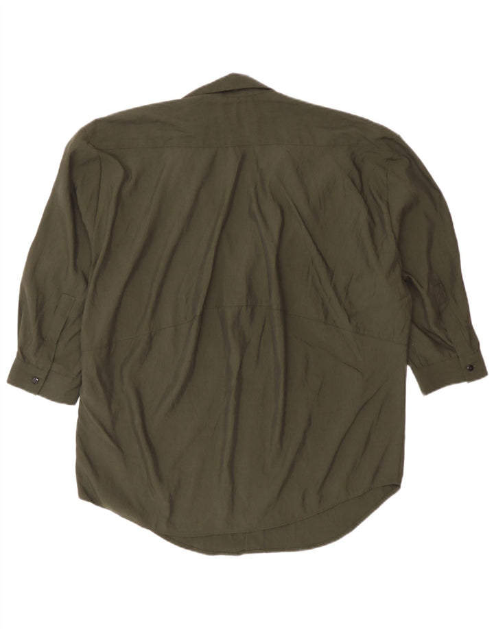 Maglia pullover oversize con maniche a 3/4 da donna Zara UK 6 XS Lyocell kaki