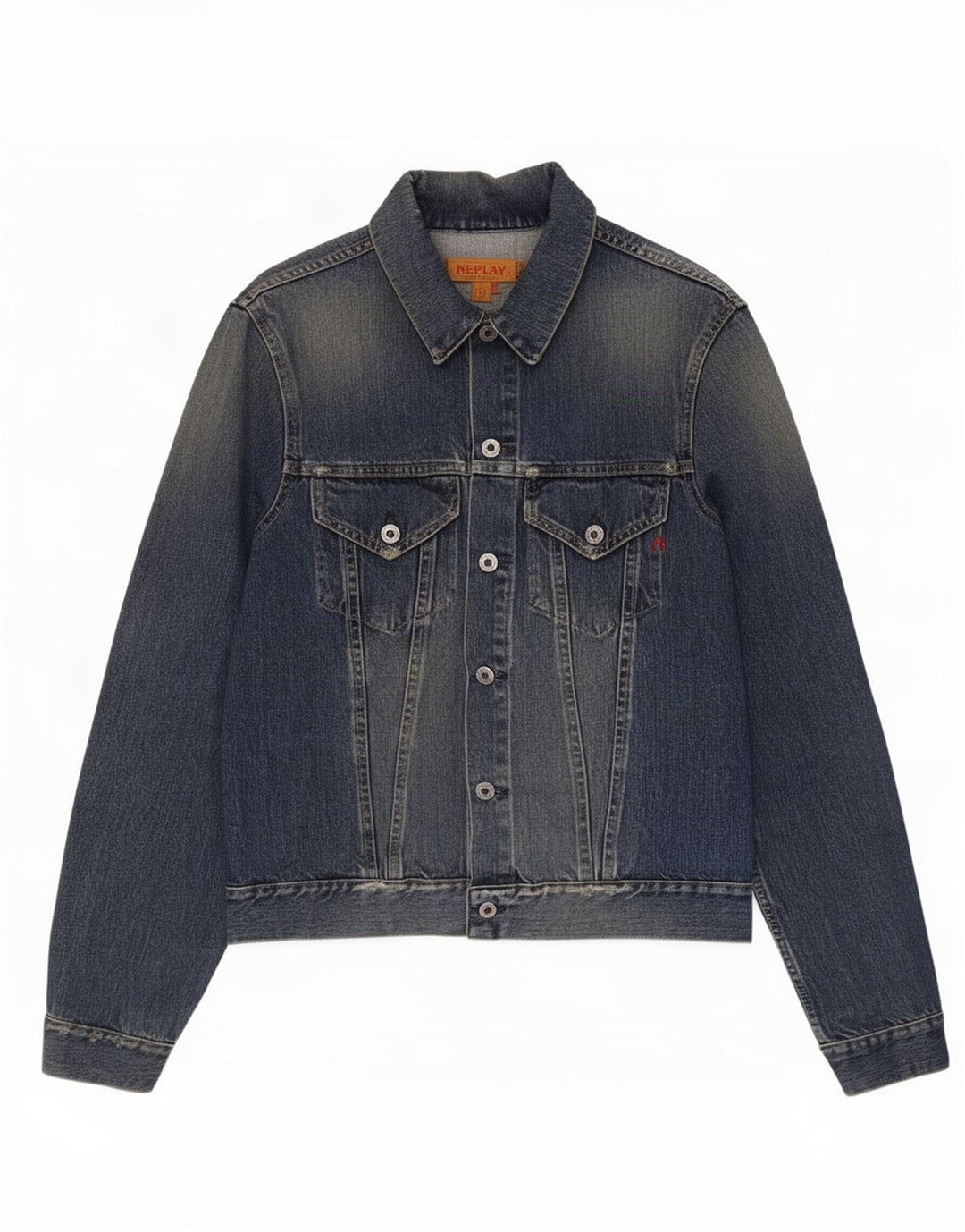 Giacca in denim invecchiato da uomo Replay UK 40 grande cotone blu