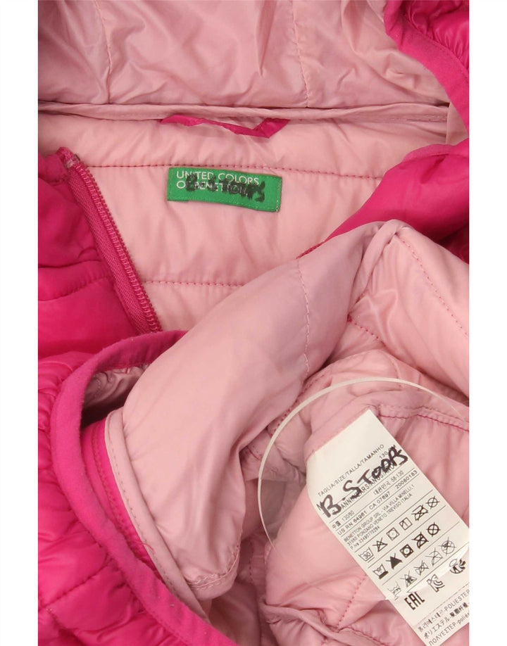 Piumino Con Cappuccio Bambina Benetton 7-8 Anni Rosa Medio In Poliammide