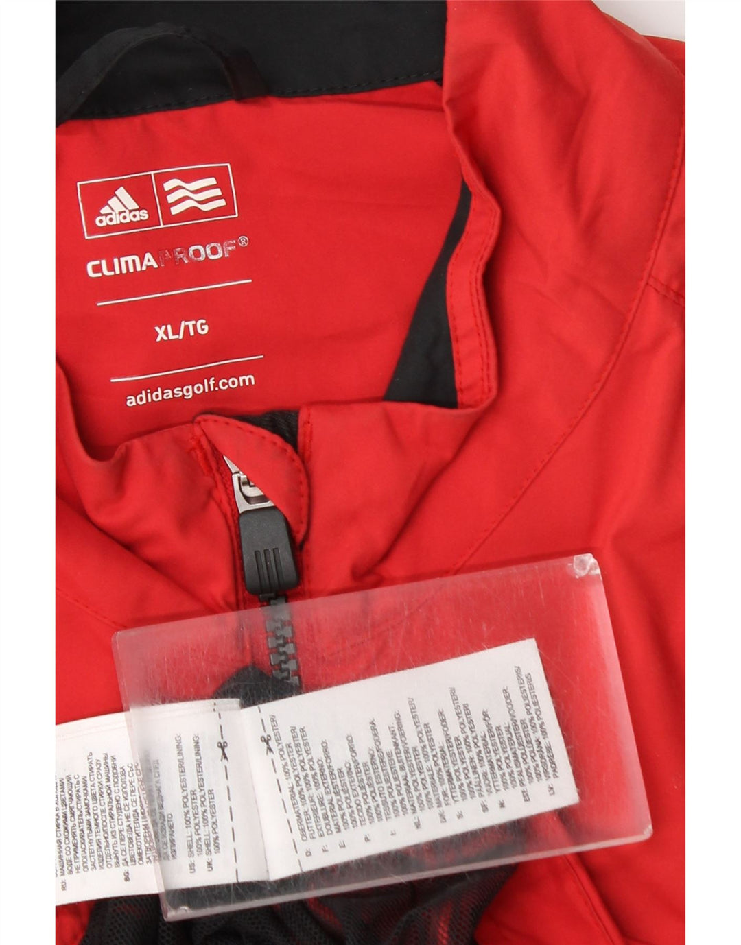 Giacca antipioggia da uomo Adidas Clima Proof UK 42 XL Poliestere color block rosso
