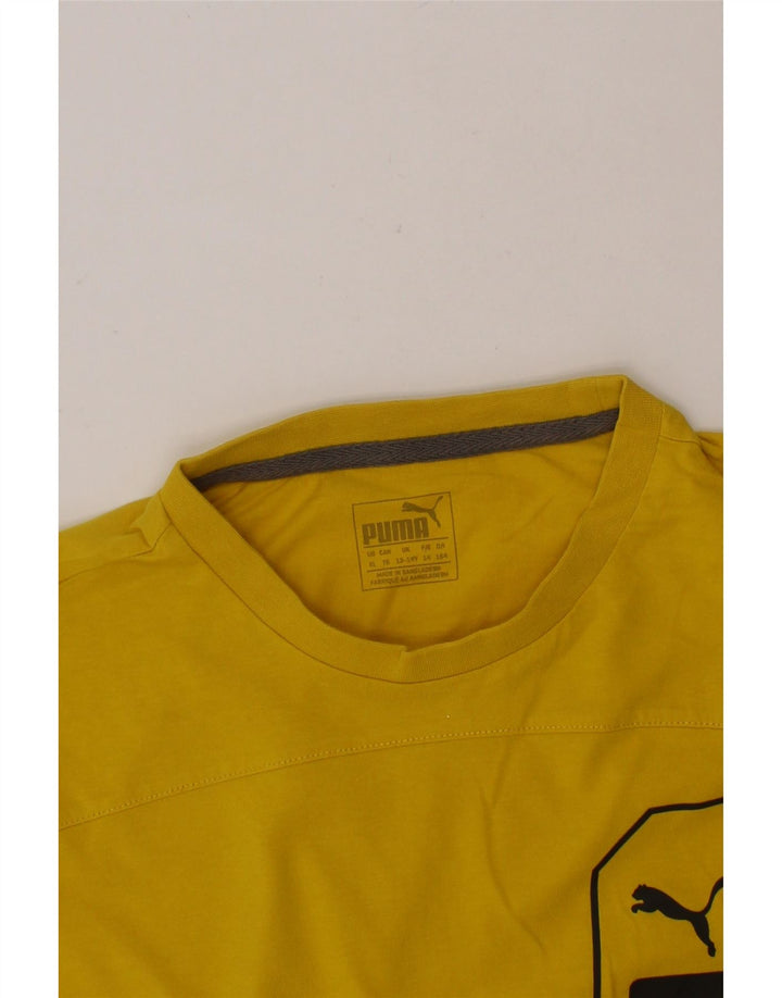 PUMA Boys Graphic T-Shirt Top 13-14 Years Yellow Vintage Puma and Second-Hand Puma from Messina Hembry 