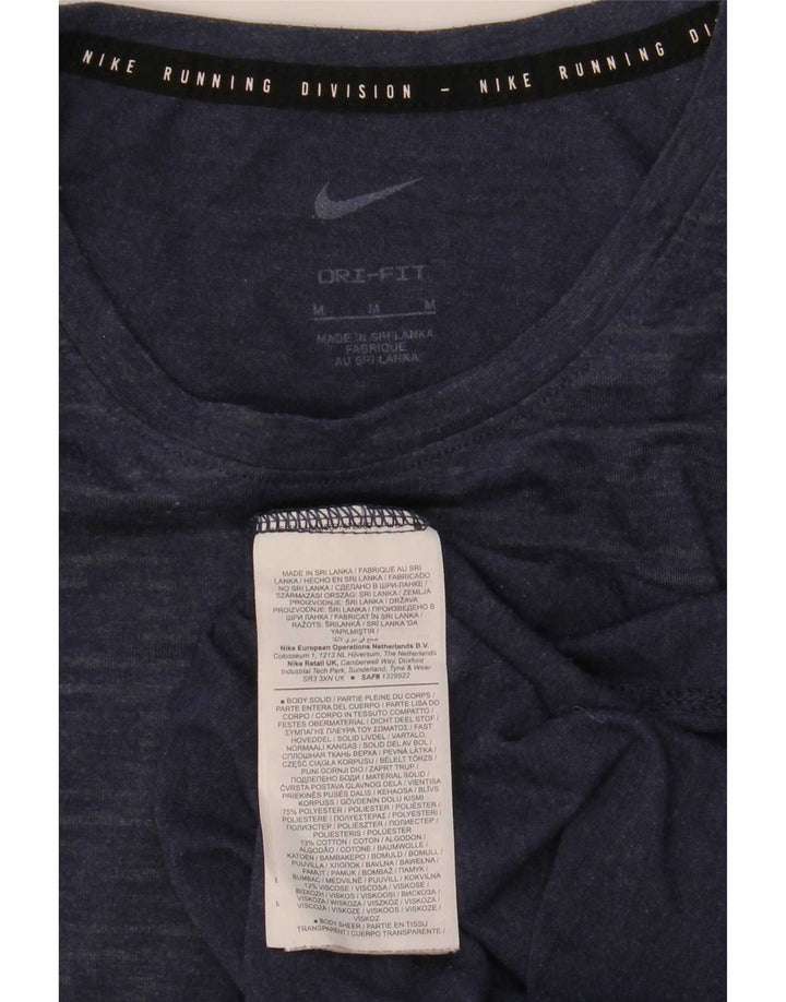 T-shirt Nike da uomo Dri Fit, top in poliestere gessato medio blu navy