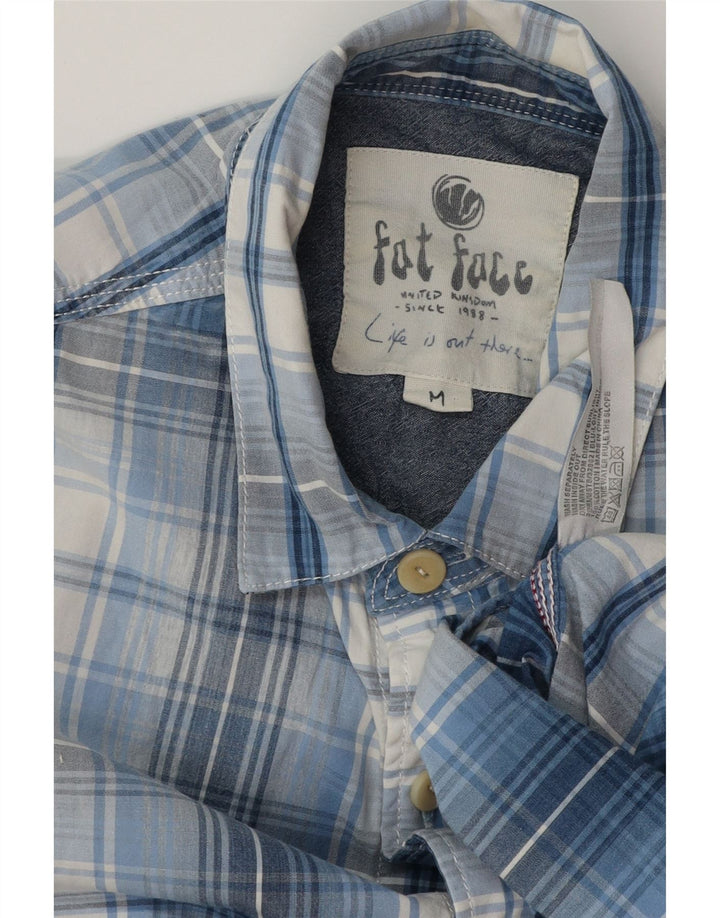 FAT FACE Camicia da uomo in cotone a quadri blu medio