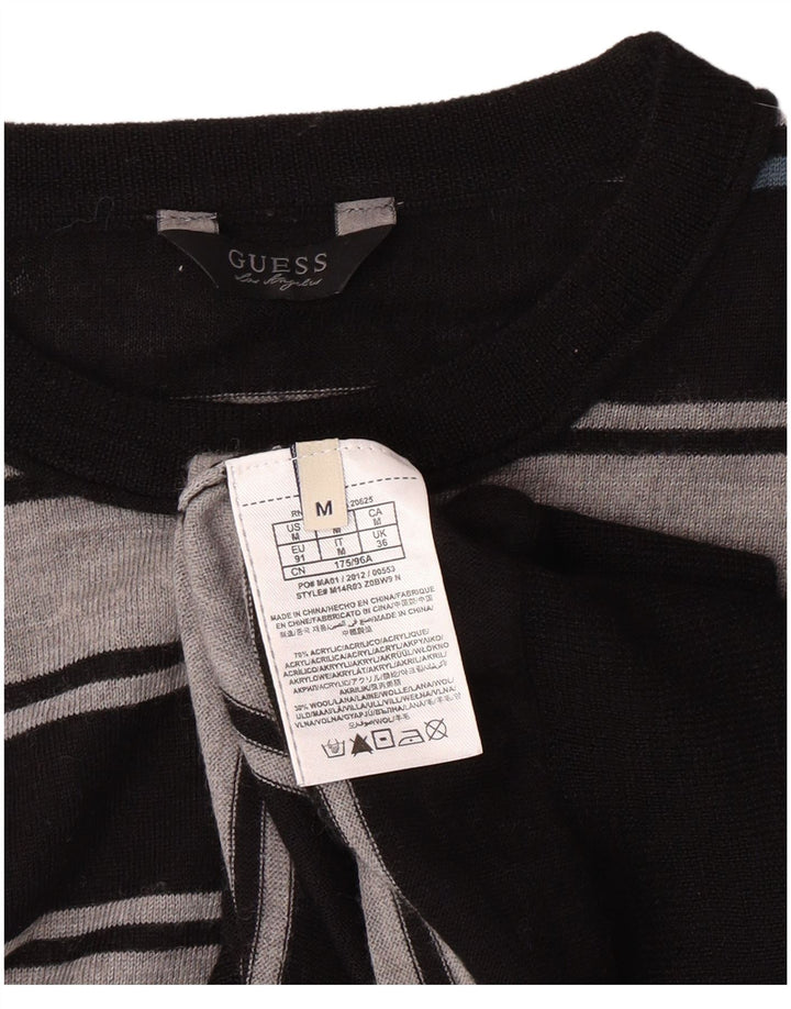 GUESS Maglione da uomo girocollo maglione medio acrilico a righe nere