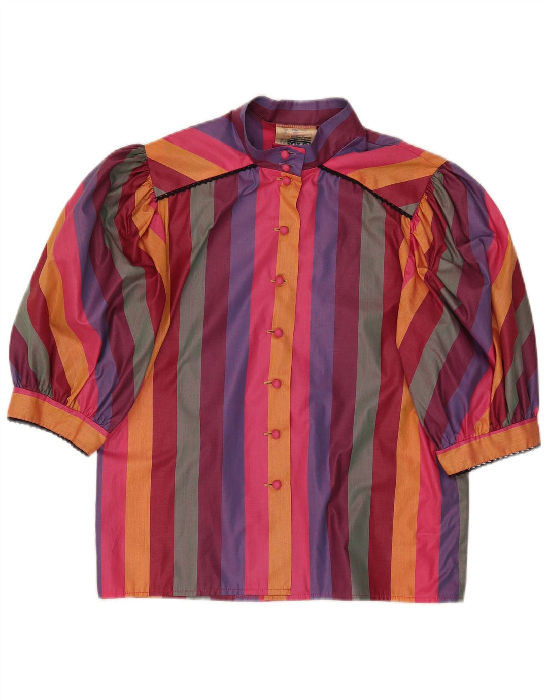 Camicetta camicia a maniche corte da donna vintage EU 38 a righe multicolori medie