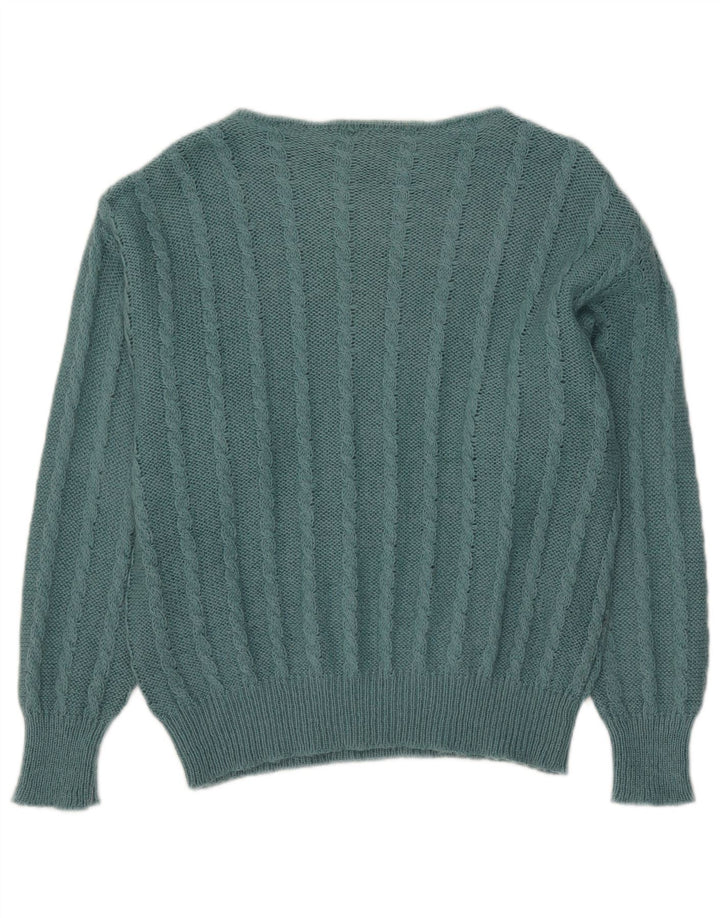 Roberta Puccini Maglione da donna con scollo a barca IT 46 Large Acrilico blu