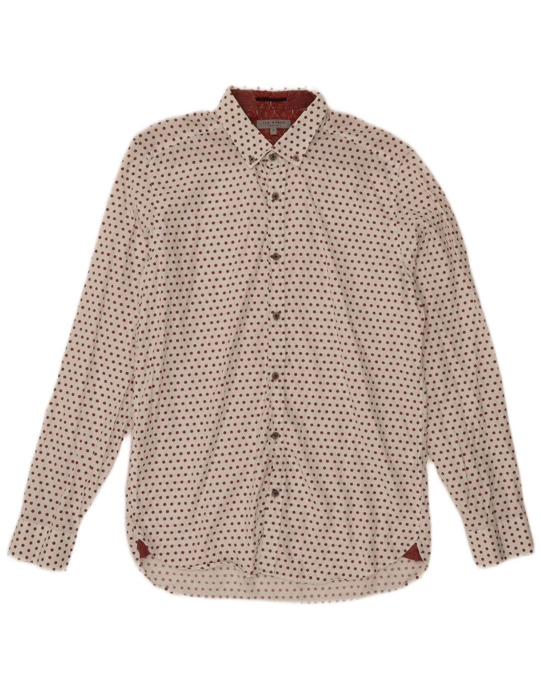 Camicia da uomo Ted Baker taglia 3 cotone maculato bianco medio