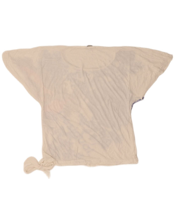 Desigual Donna Graphic Top Manica 3/4 UK 14 Grande Viscosa Floreale Bianca