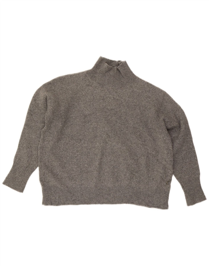 JOULES maglione maglione oversize da donna con collo alto UK 18 XL lana grigia