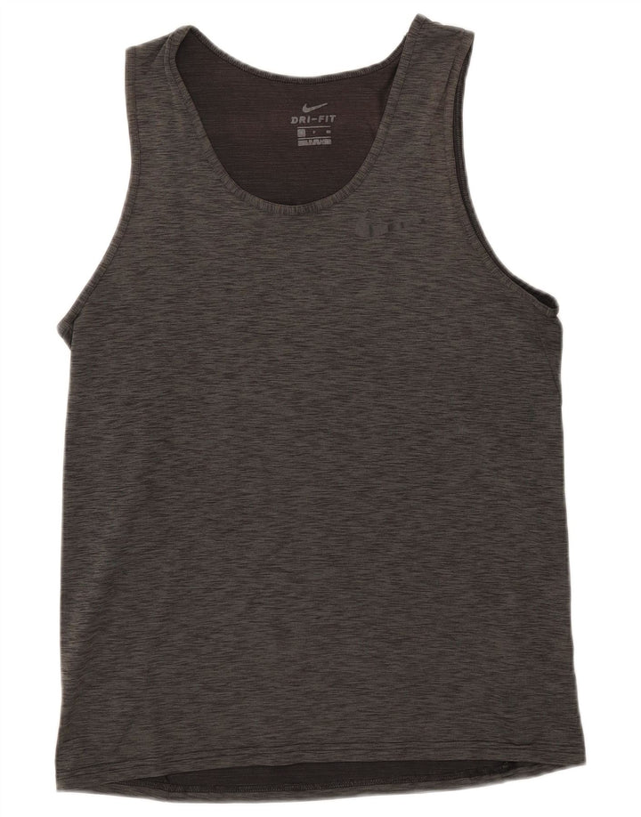 Canotta NIKE da uomo Dri Fit, piccola, in poliestere screziato color kaki