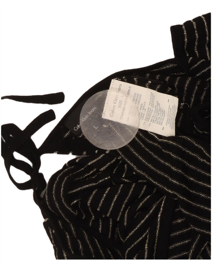 Top corto da donna Calvin Klein in camicetta UK 14 grande viscosa a righe nere