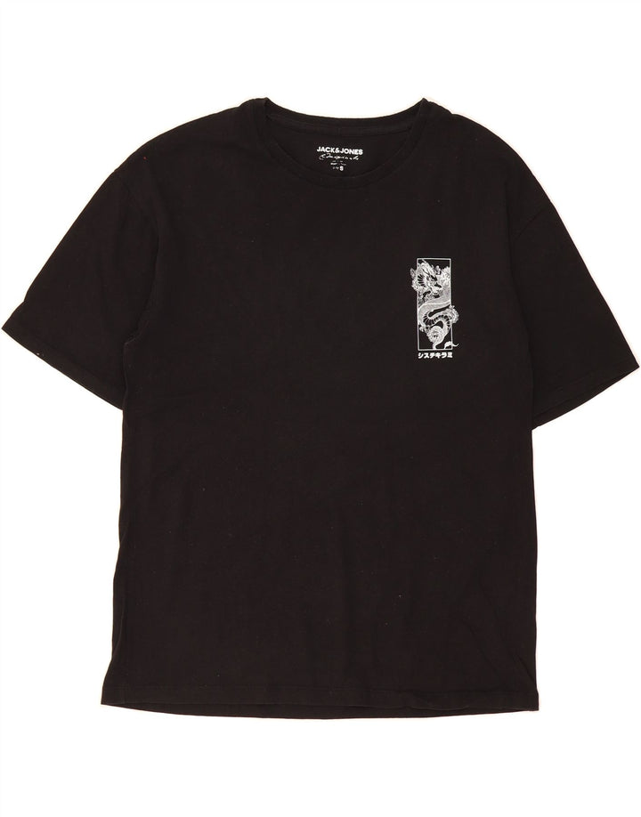 JACK & JONES Mens Graphic T-Shirt Top Small Black Cotton Vintage Jack & Jones and Second-Hand Jack & Jones from Messina Hembry 