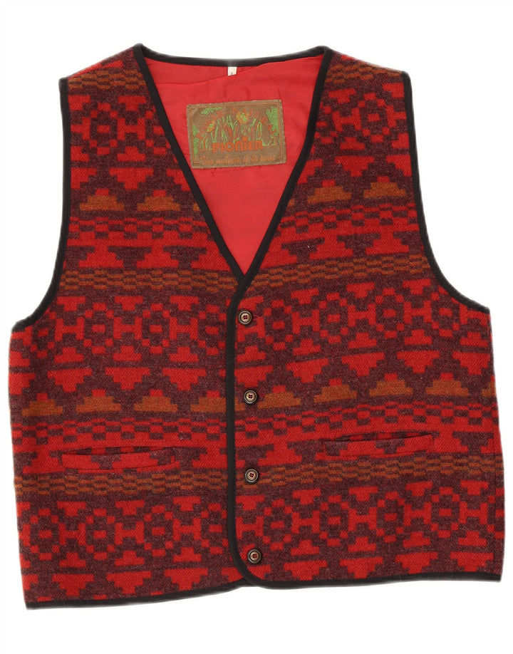 Gilet da uomo Pionier grande rosso geometrico in lana azteca