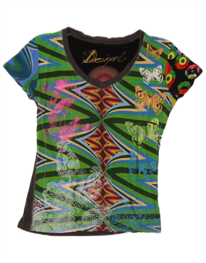 Desigual T-shirt grafica da donna Top UK 12 Farfalla multicolore media
