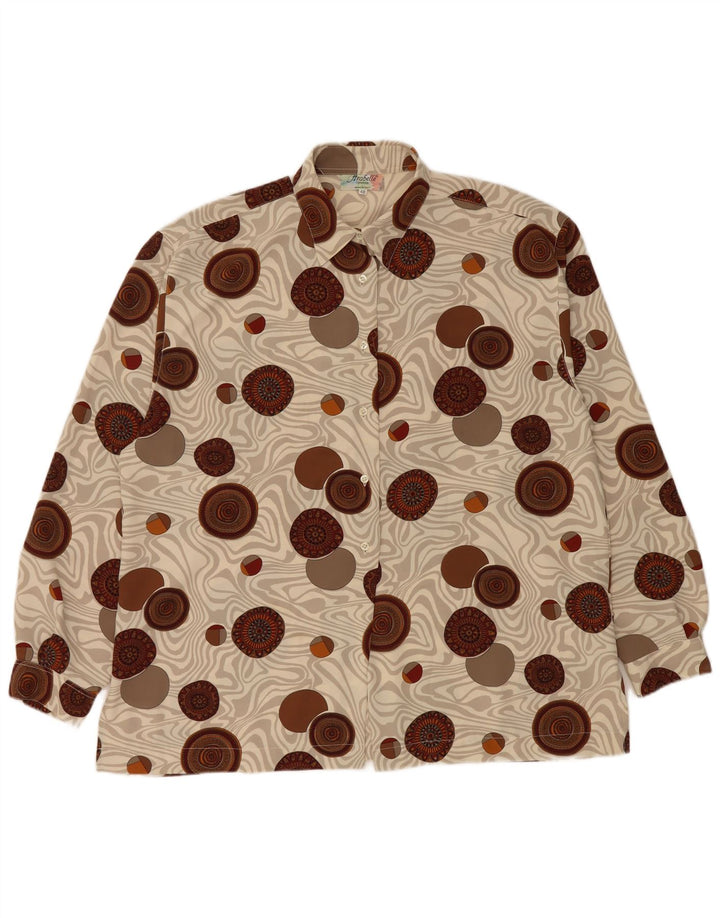 Camicetta camicia vintage da donna IT 48 XL Poliestere geometrico multicolore