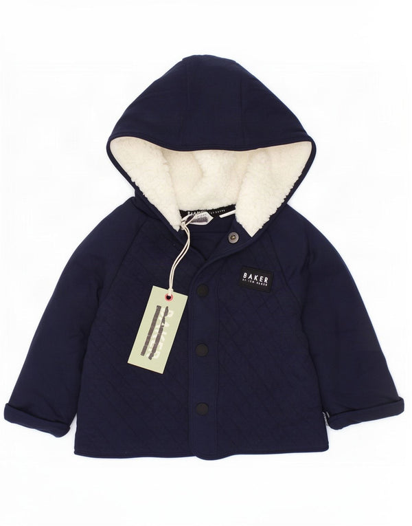 Ted Baker Giacca trapuntata con cappuccio per neonato 9-12 mesi in cotone blu navy