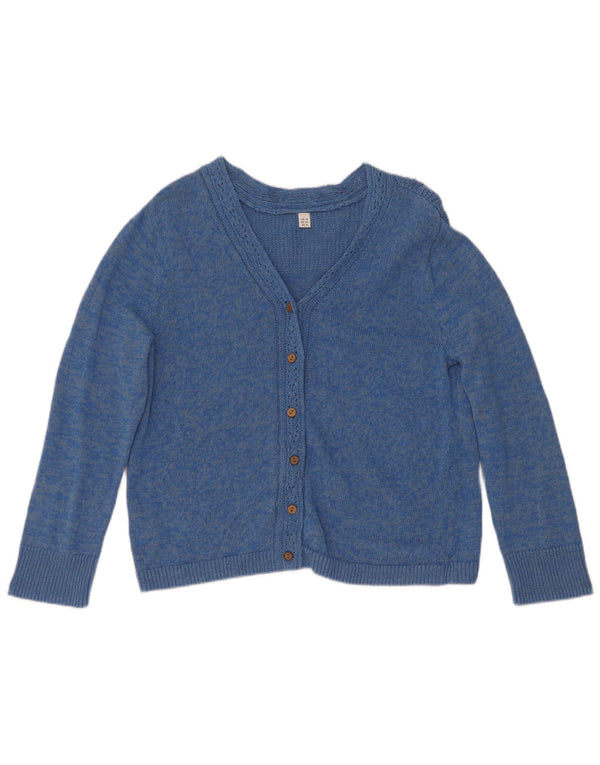 White Stuff Womens Cardigan Sweater UK 14 Large Blue Flecked Cotton