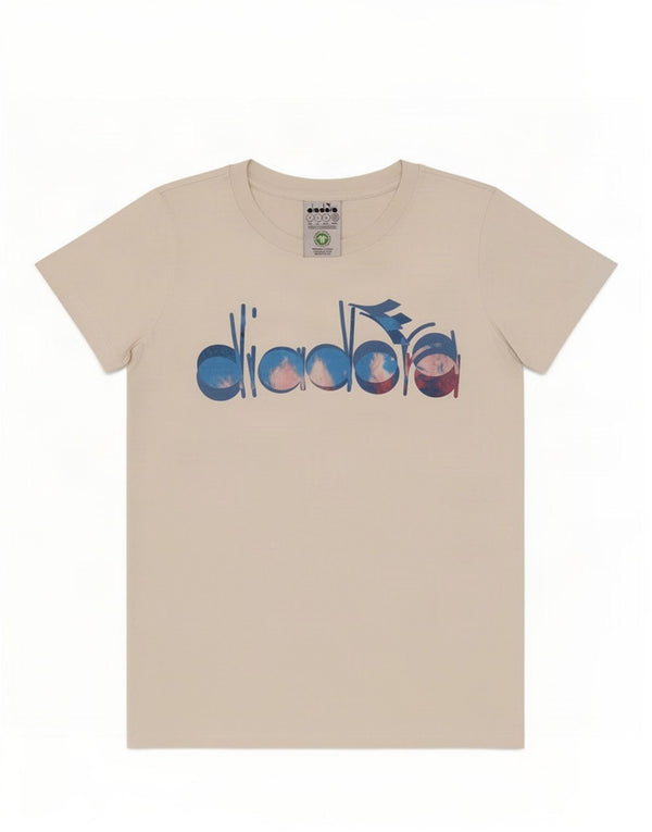 T-shirt grafica da donna Diadora Top UK 10 piccola in cotone bianco