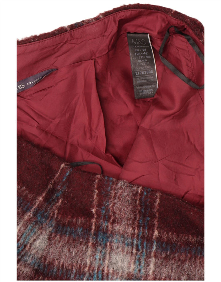 Minigonna da donna Marks & Spencer UK 14 Grande W34 Poliestere a quadri bordeaux