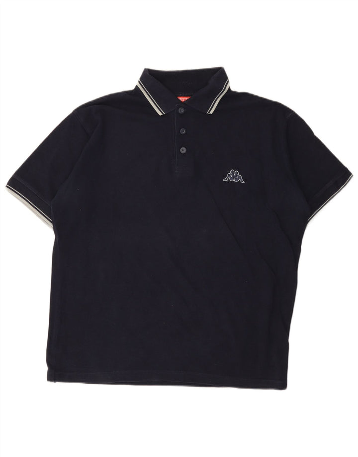 Polo Kappa Uomo Media Cotone Blu Navy