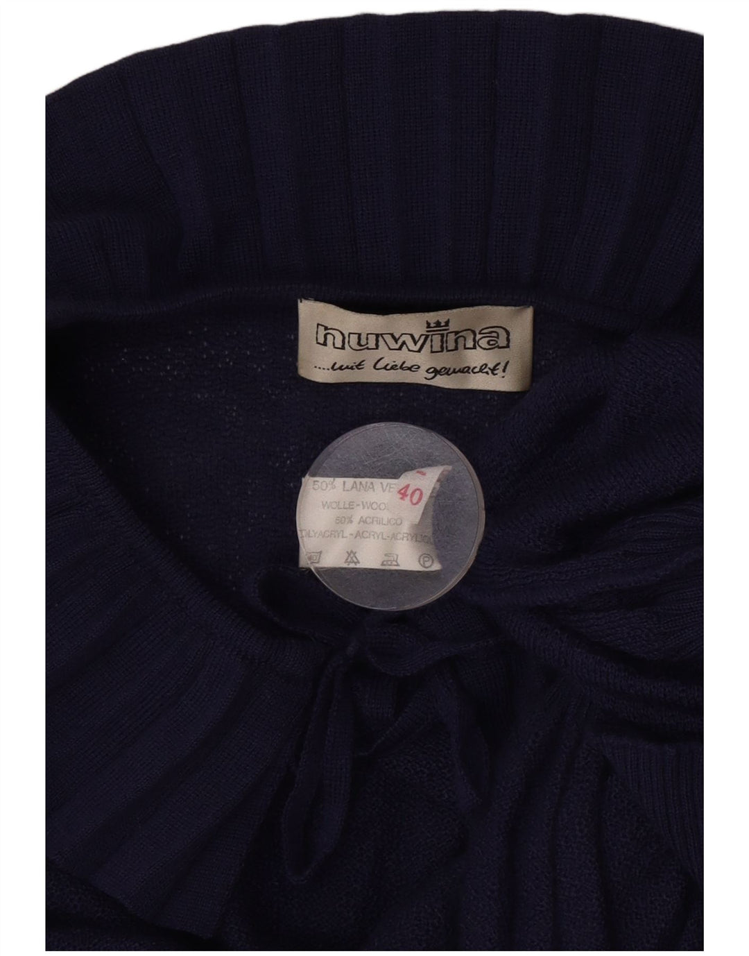 Maglione corto da donna vintage con scollo a barca EU 40 blu navy medio