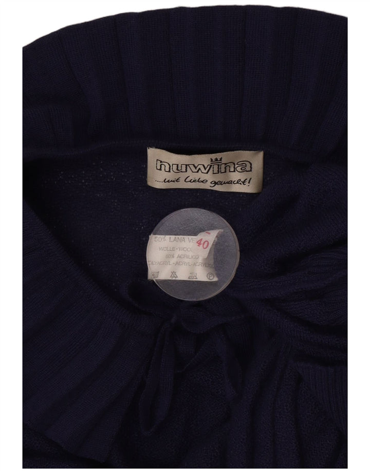 Maglione corto da donna vintage con scollo a barca EU 40 blu navy medio