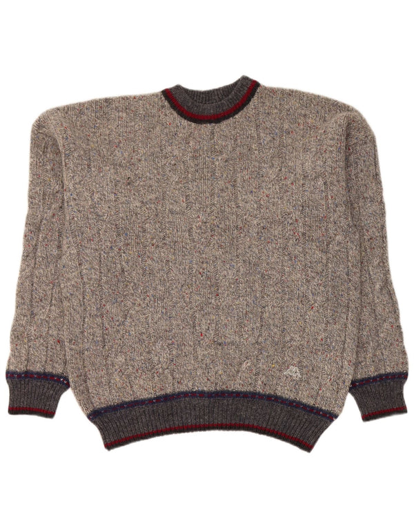Maglione Kappa da uomo girocollo XL in lana vergine screziata grigia