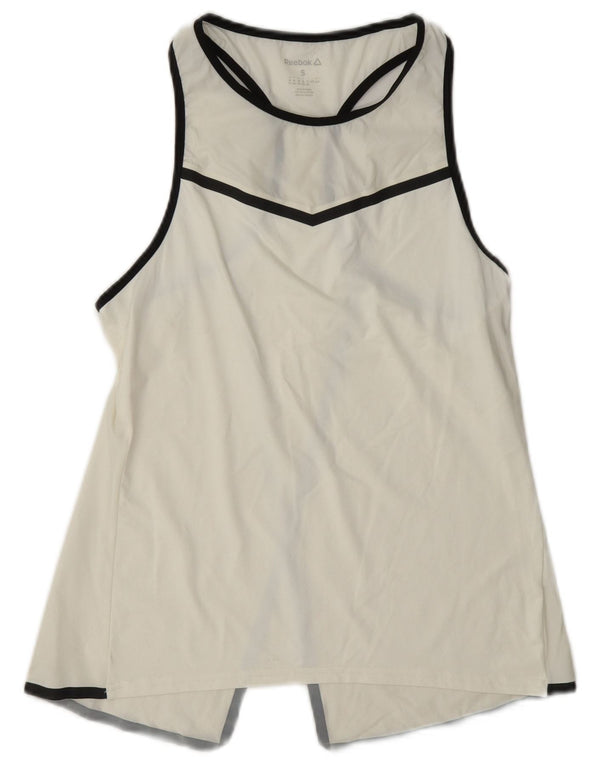 Canottiera grafica Reebok da donna UK 8/10 Small Bianca