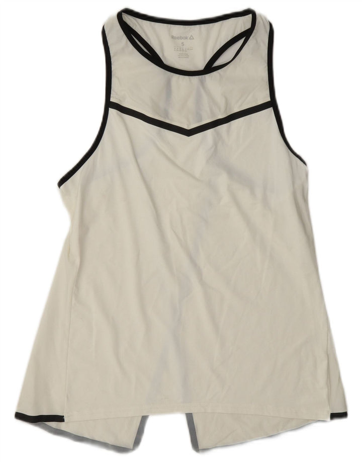 Canottiera grafica Reebok da donna UK 8/10 Small Bianca