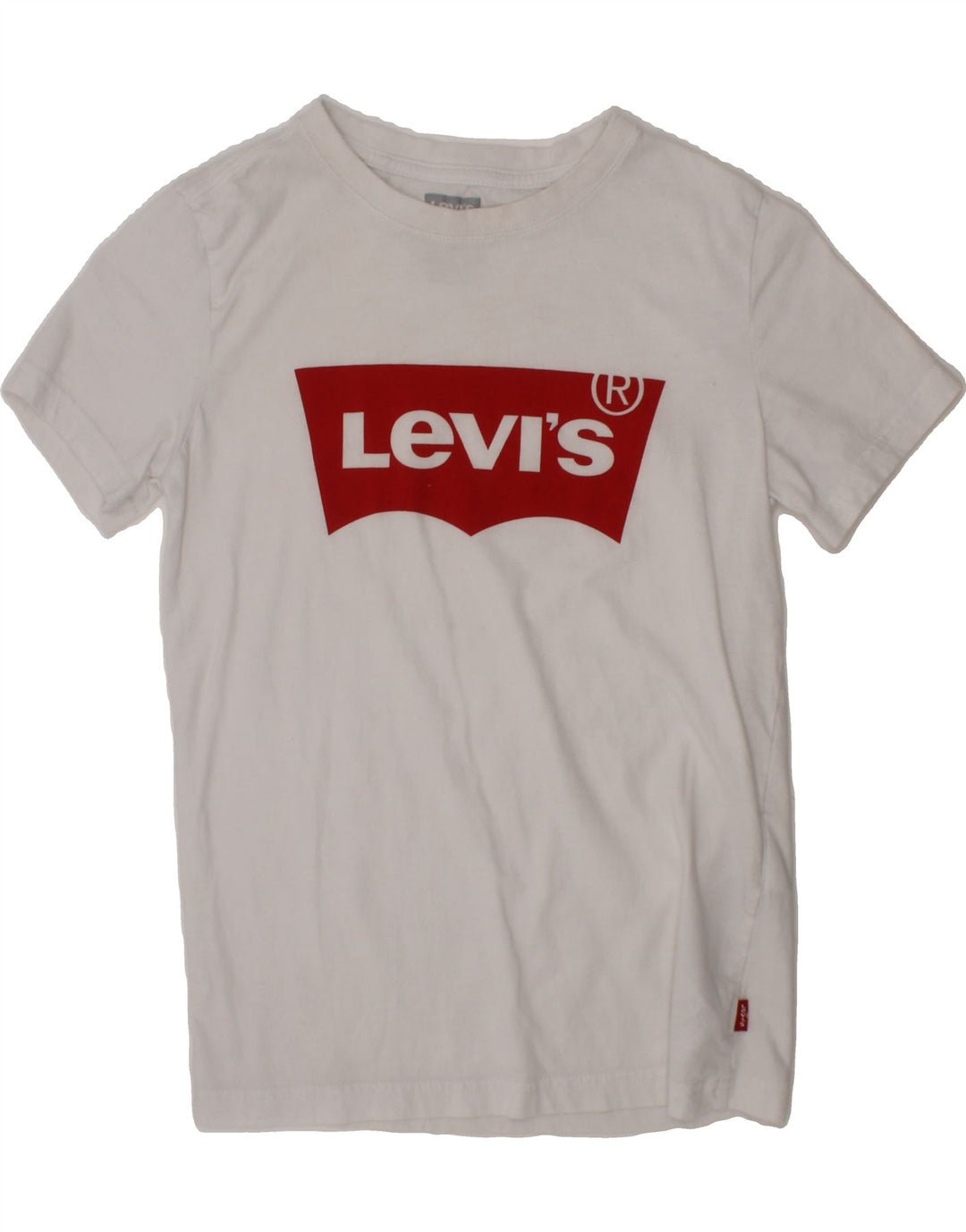 LEVI'S Boys Graphic T-Shirt Top 8-9 Years Small  White Cotton Vintage Levi's and Second-Hand Levi's from Messina Hembry 