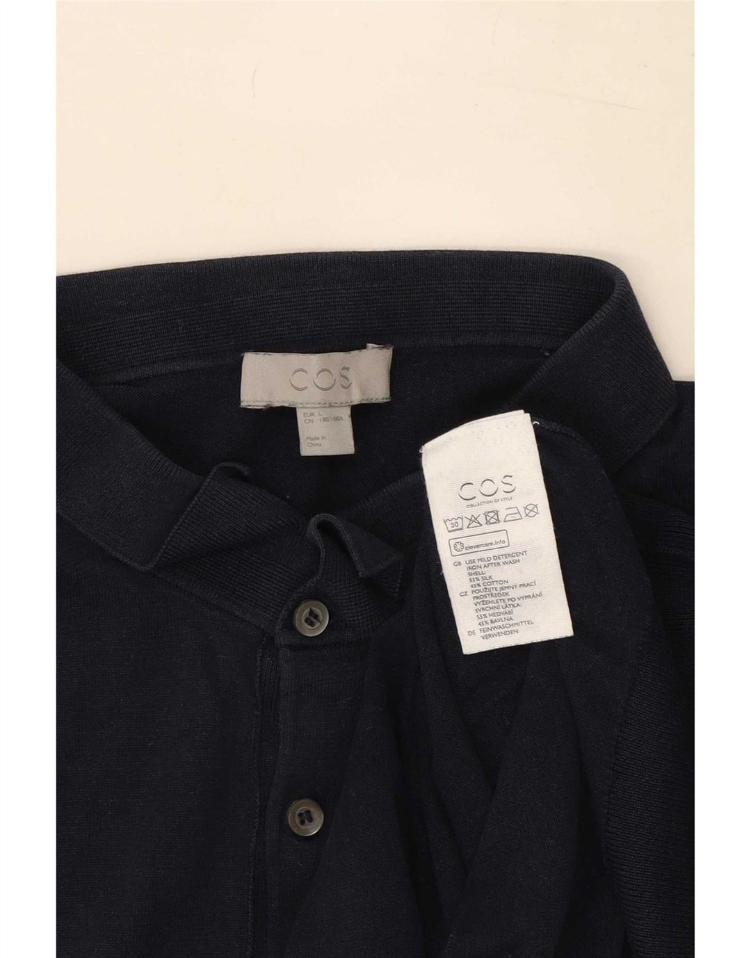 Polo da uomo Cos grande in seta blu navy