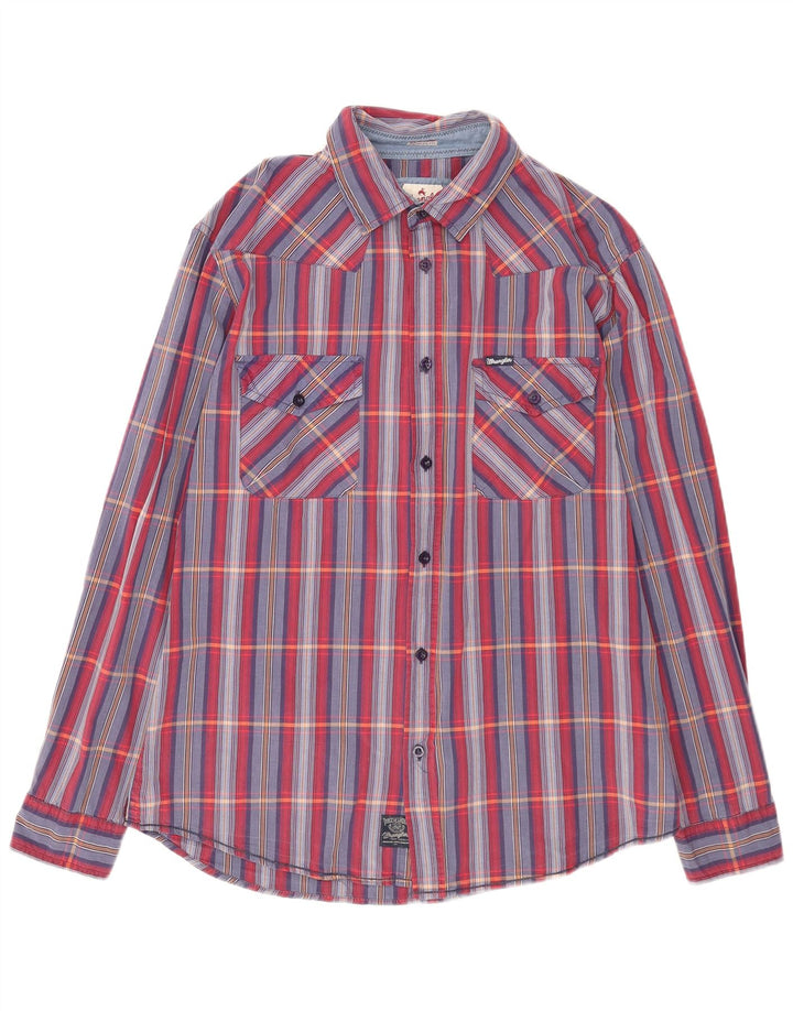 Camicia da uomo in flanella Wrangler a quadri blu grandi