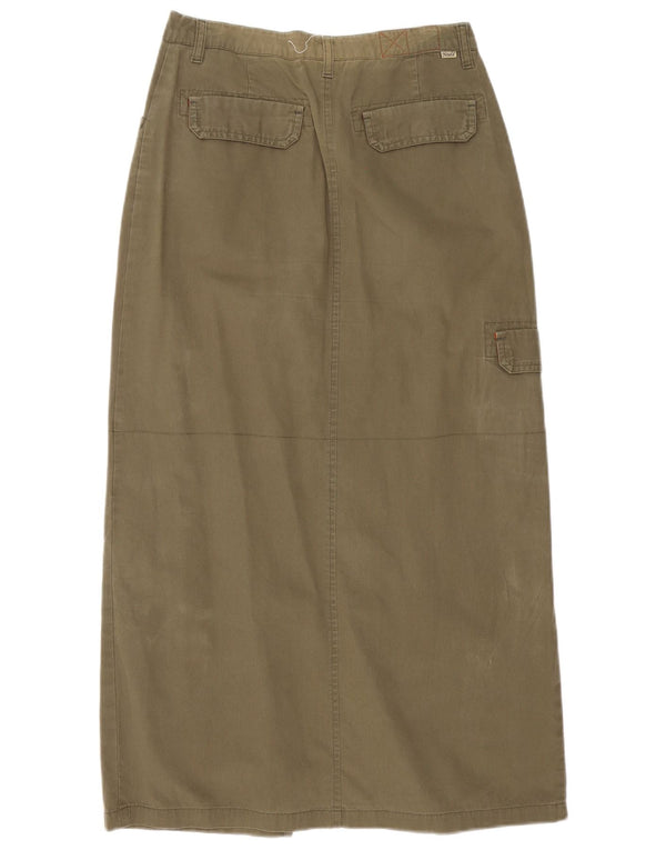 Gonna maxi cargo da donna vintage EU 36 piccola W28 cotone kaki