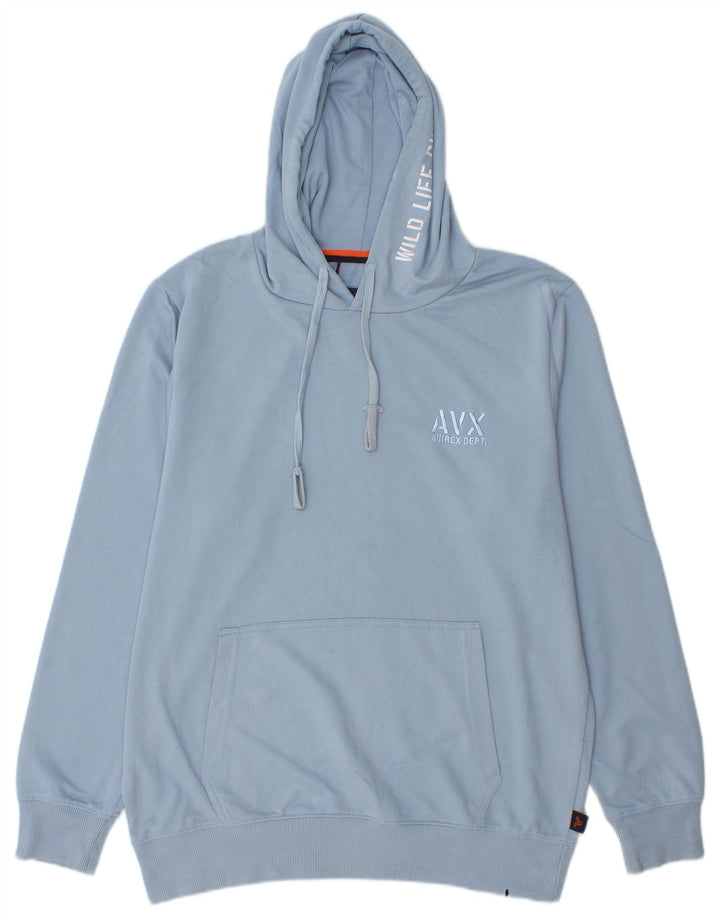 Maglione con cappuccio grafico da uomo Avirex grande in cotone blu