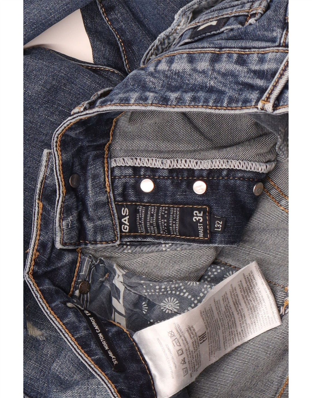 Jeans slim effetto consumato da uomo Gas W32 L32 cotone blu