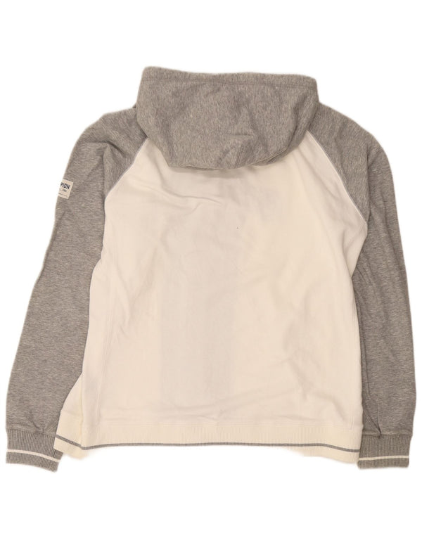 Maglione con cappuccio e zip grafica da uomo Champion 2XL cotone color block bianco