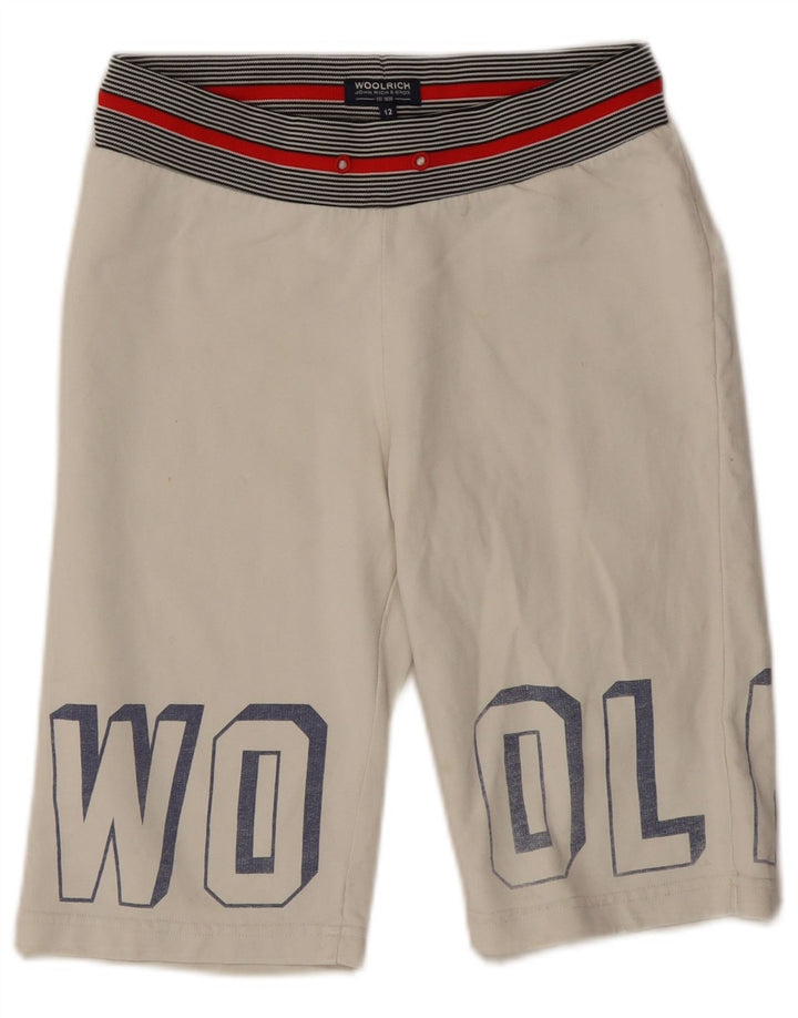 Pantaloncini sportivi grafici da bambino Woolrich 11-12 anni in cotone bianco