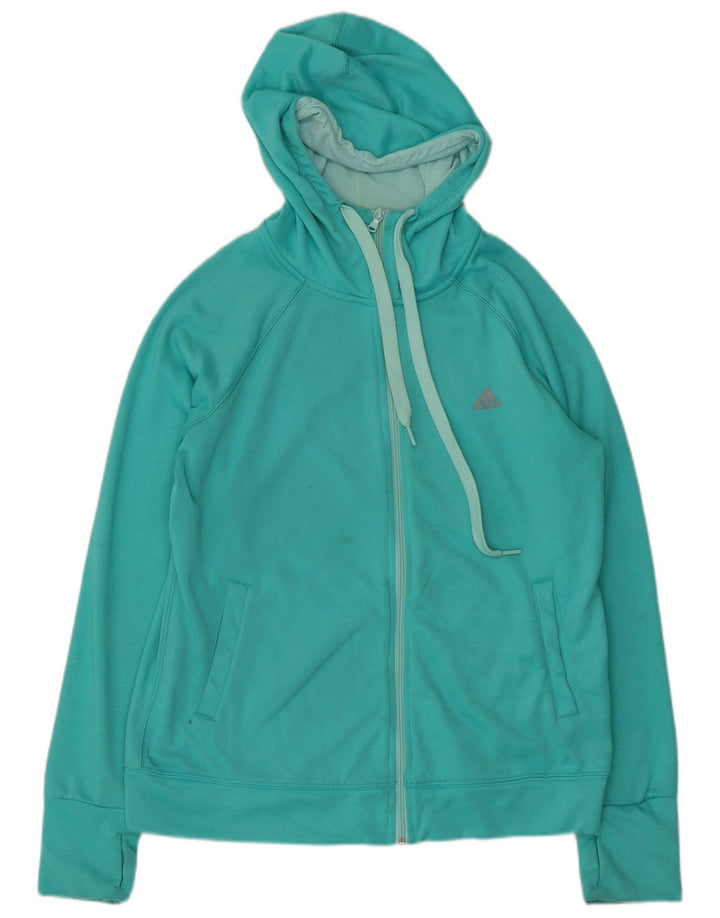 Maglione con cappuccio e zip ADIDAS da donna Climalite UK 16/18 Large Turchese