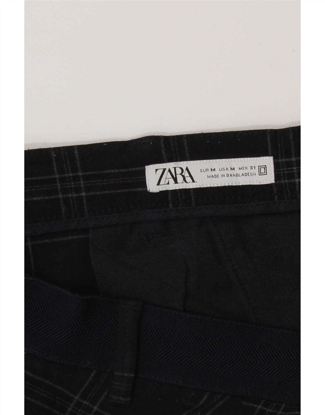 Pantaloni chino slim da donna Zara medi W31 L29 poliestere a quadri blu navy