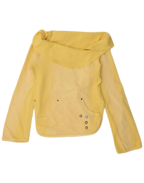 Diesel - Felpa corta da donna con collo a scialle, taglia UK 14, a righe grandi gialle