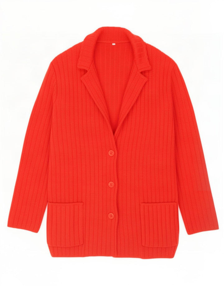 Maglione cardigan da donna vintage UK 16 grande rosso