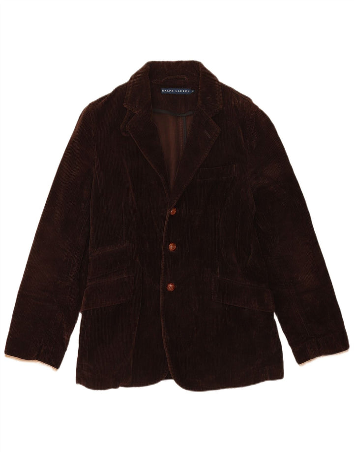 Giacca blazer a 3 bottoni da donna Ralph Lauren US 10 Large Brown Colourblock