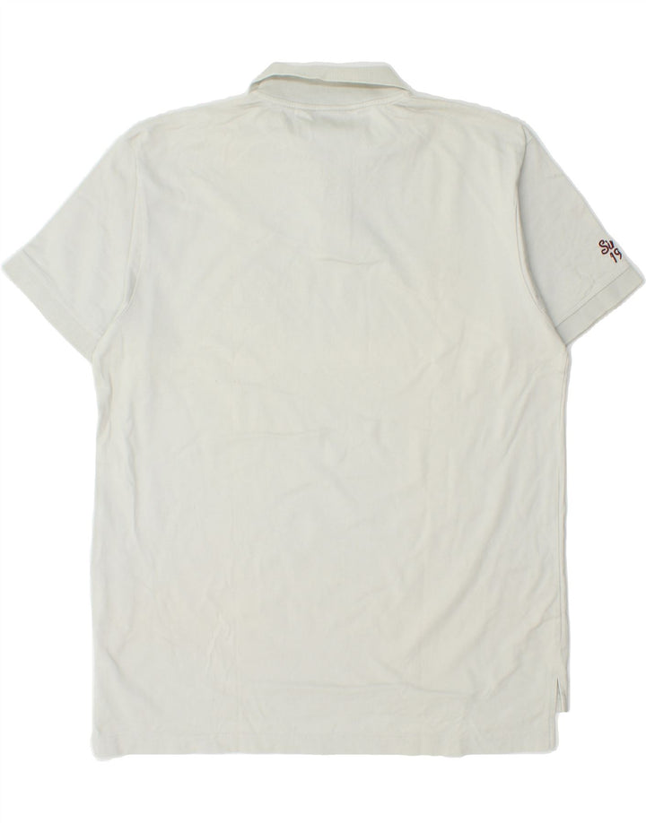 UMBRO Mens Graphic Polo Shirt Large Off White Cotton Vintage Umbro and Second-Hand Umbro from Messina Hembry 